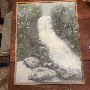 Original Signed Waterfall Landscape Oil Painting Framed 12x 16
